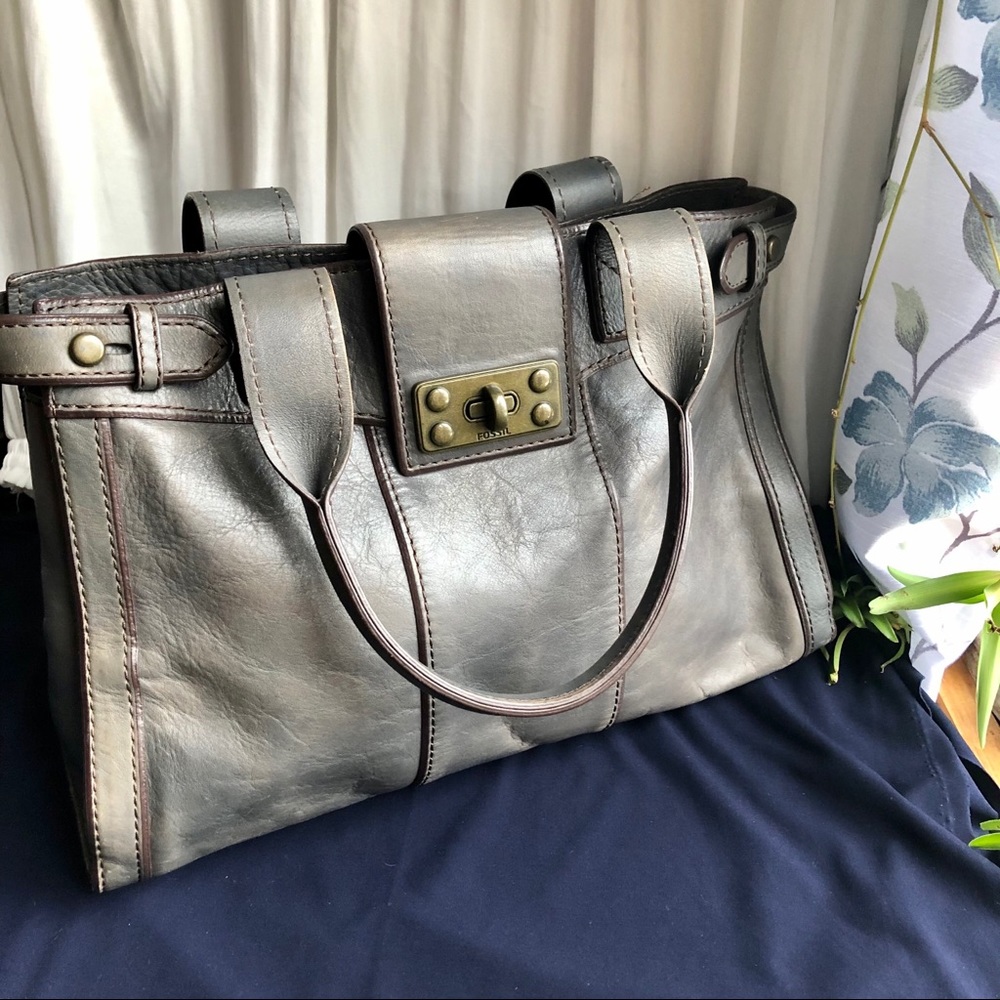 Rustic blue fossil bag